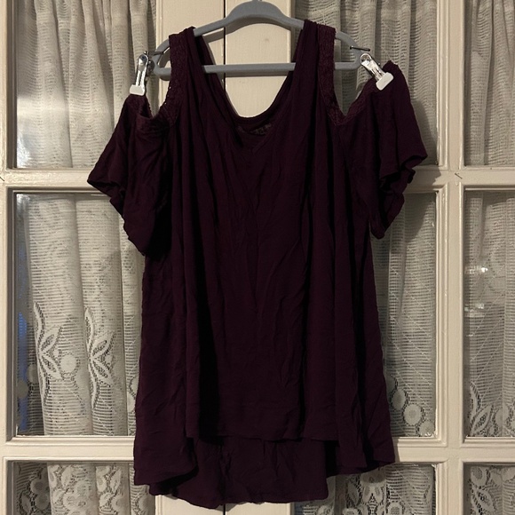 Women’s Juniors Tunic Purple Off The Shoulder Thick Straps Flowy Top - Picture 1 of 3